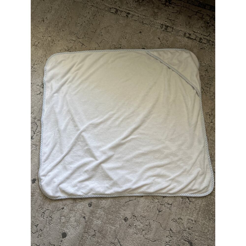 STAIN Pottery Barn Gingham Baby Hooded‎ Towel Blue